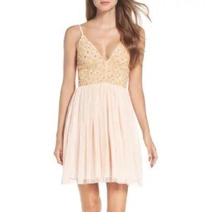 Lace & Beads Pink Sequined Tulle Dress, large